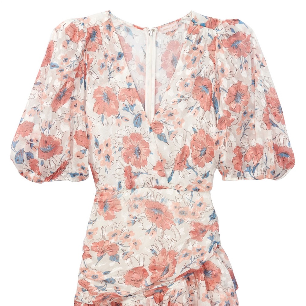 Rebecca Taylor silk pink, coral floral Amelie Fleur Wrap Dress - Picture 3 of 6